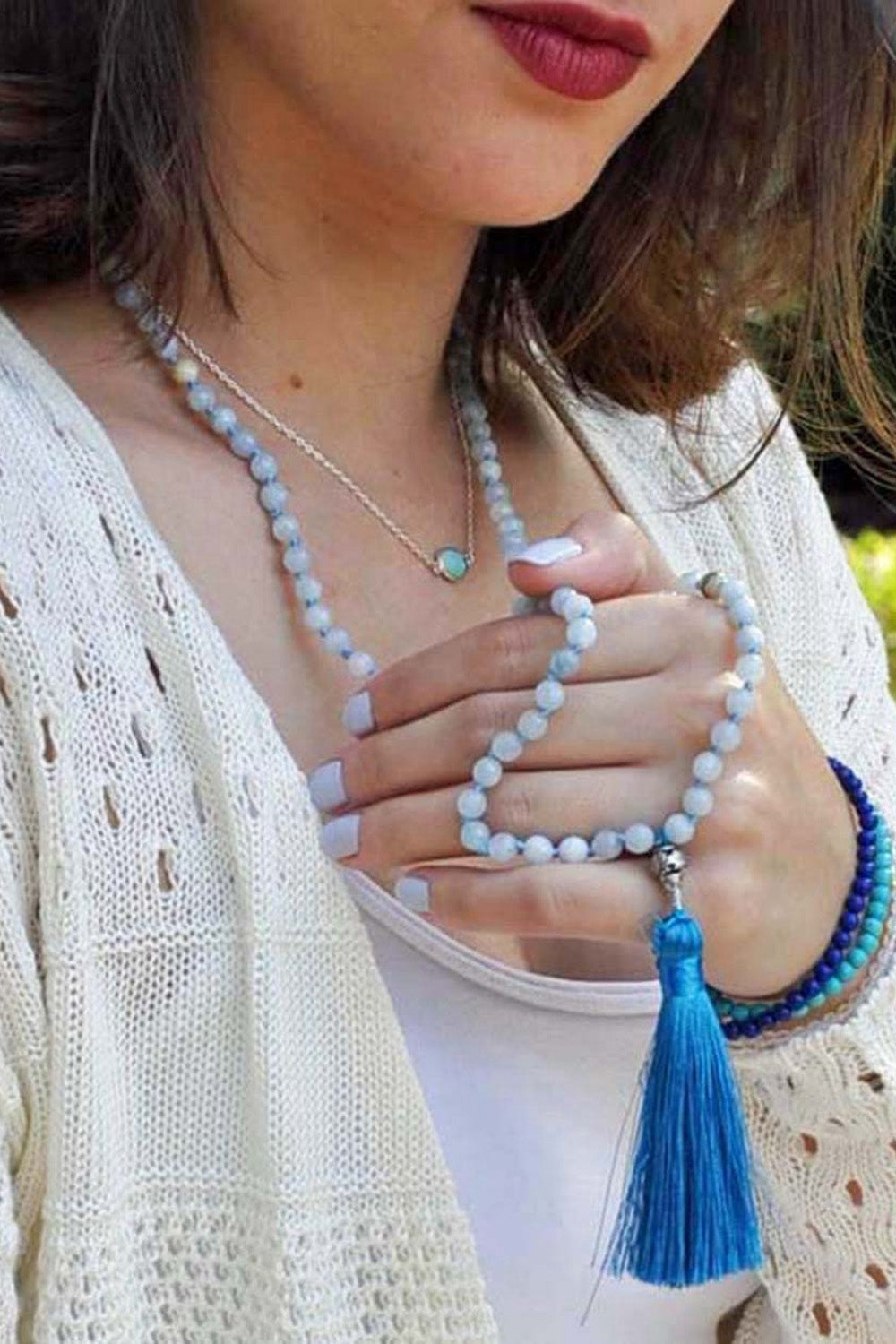 Sivalya Emotional Healing and Protection Aquamarine Mala