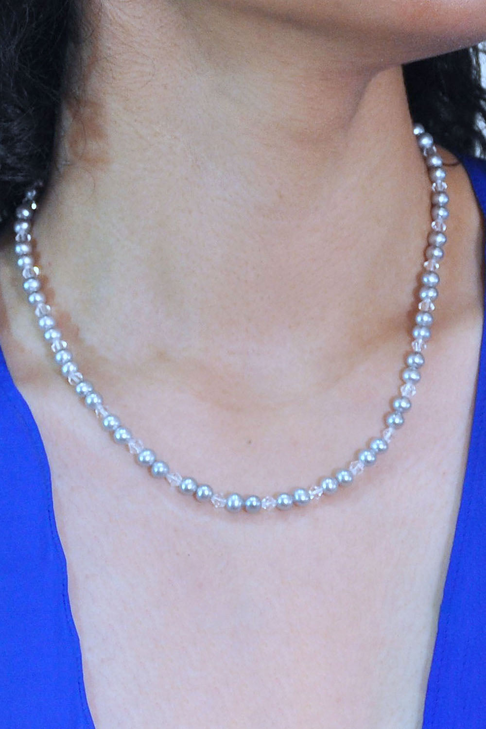 Sivalya Athens Gray Pearls Strand Necklace in Sterling Silver