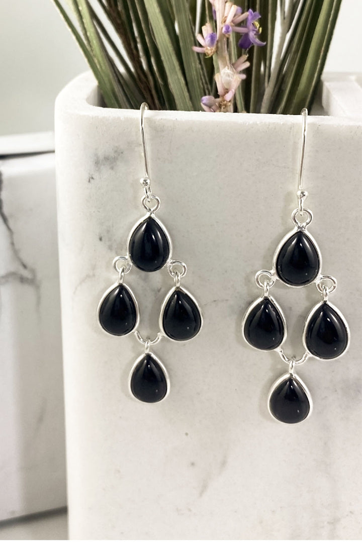 Sivalya Black Onyx Dangle Earrings - Dew Drops