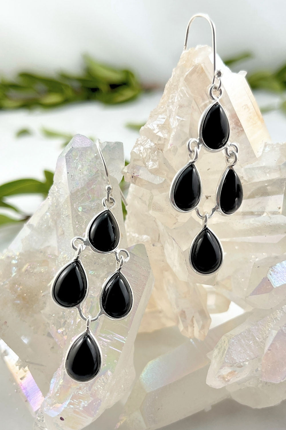 Sivalya Black Onyx Dangle Earrings - Dew Drops