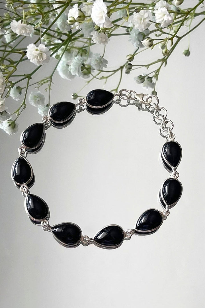 Sivalya Black Onyx Silver Bracelet - Dew Drops