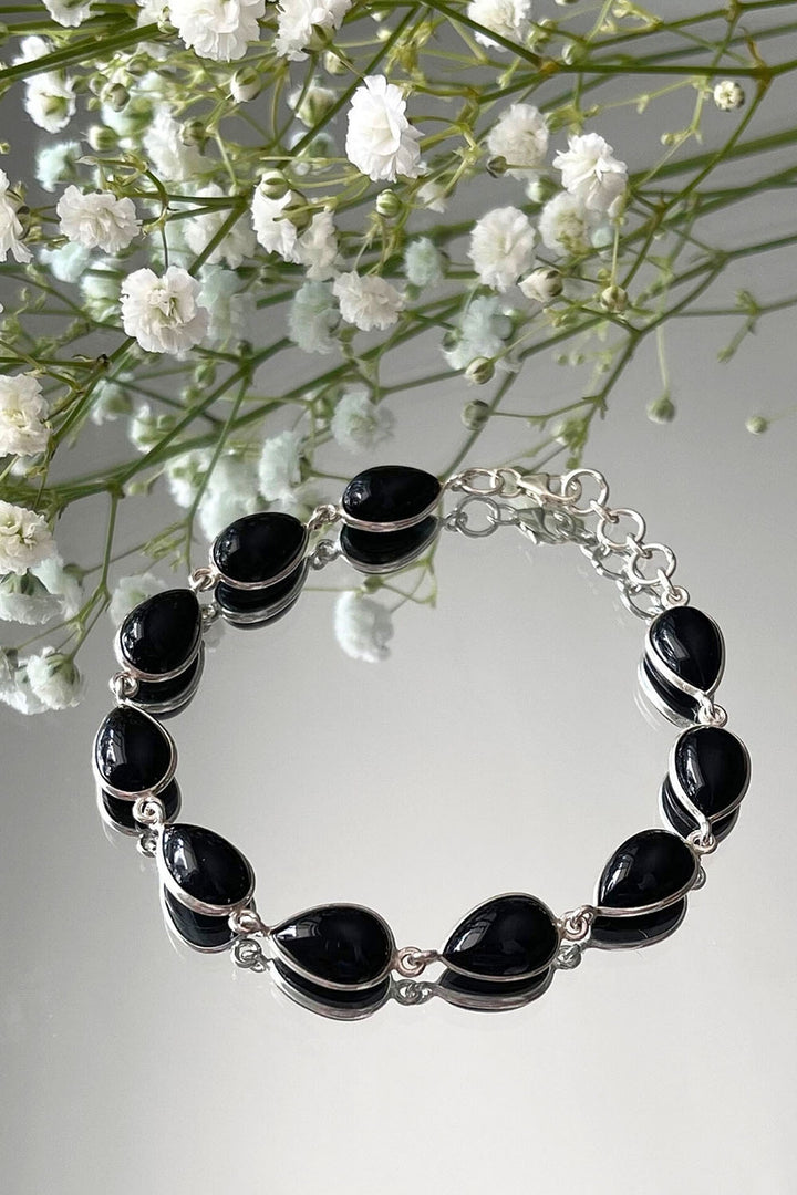 Sivalya Black Onyx Silver Bracelet - Dew Drops