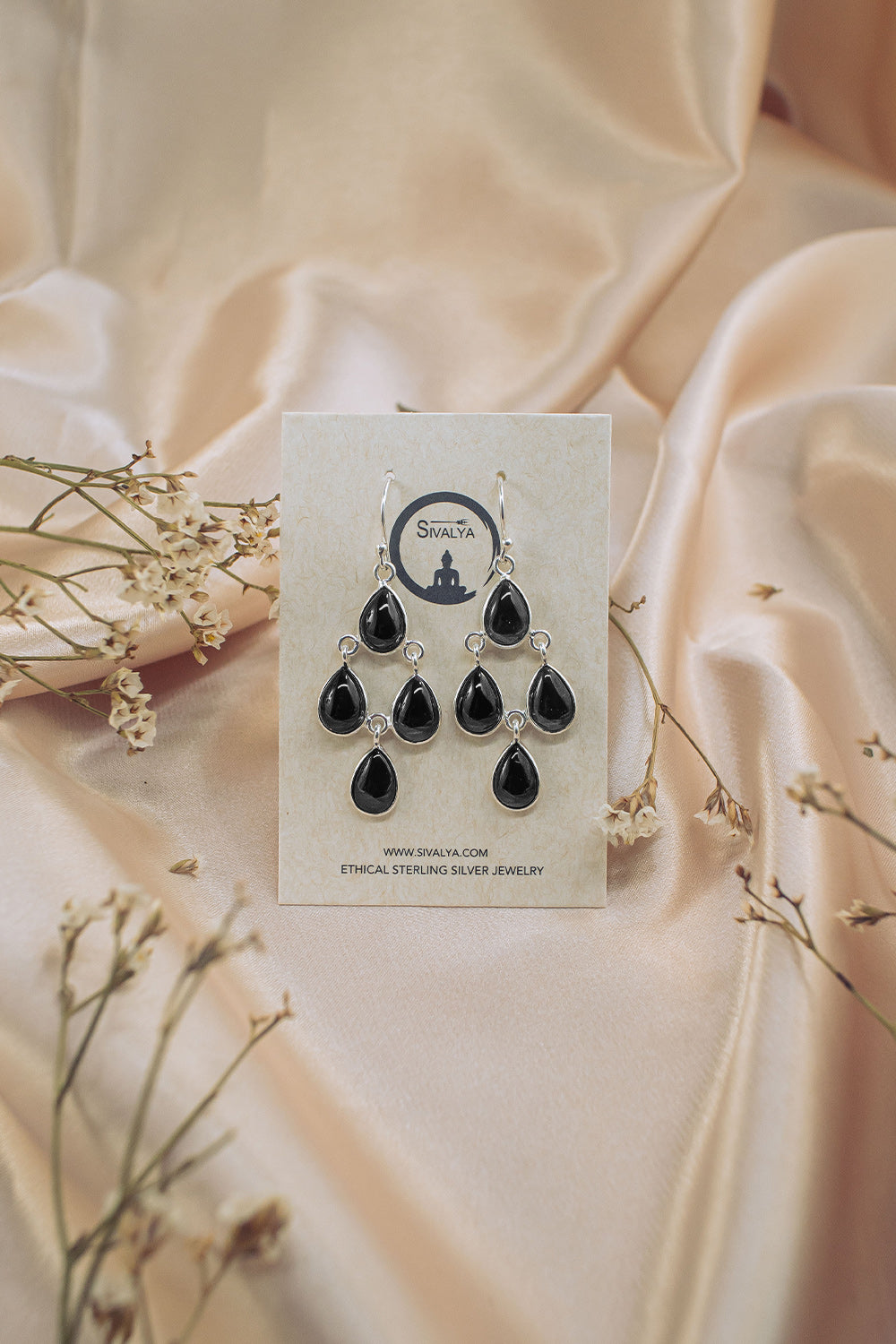 Sivalya Black Onyx Dangle Earrings - Dew Drops