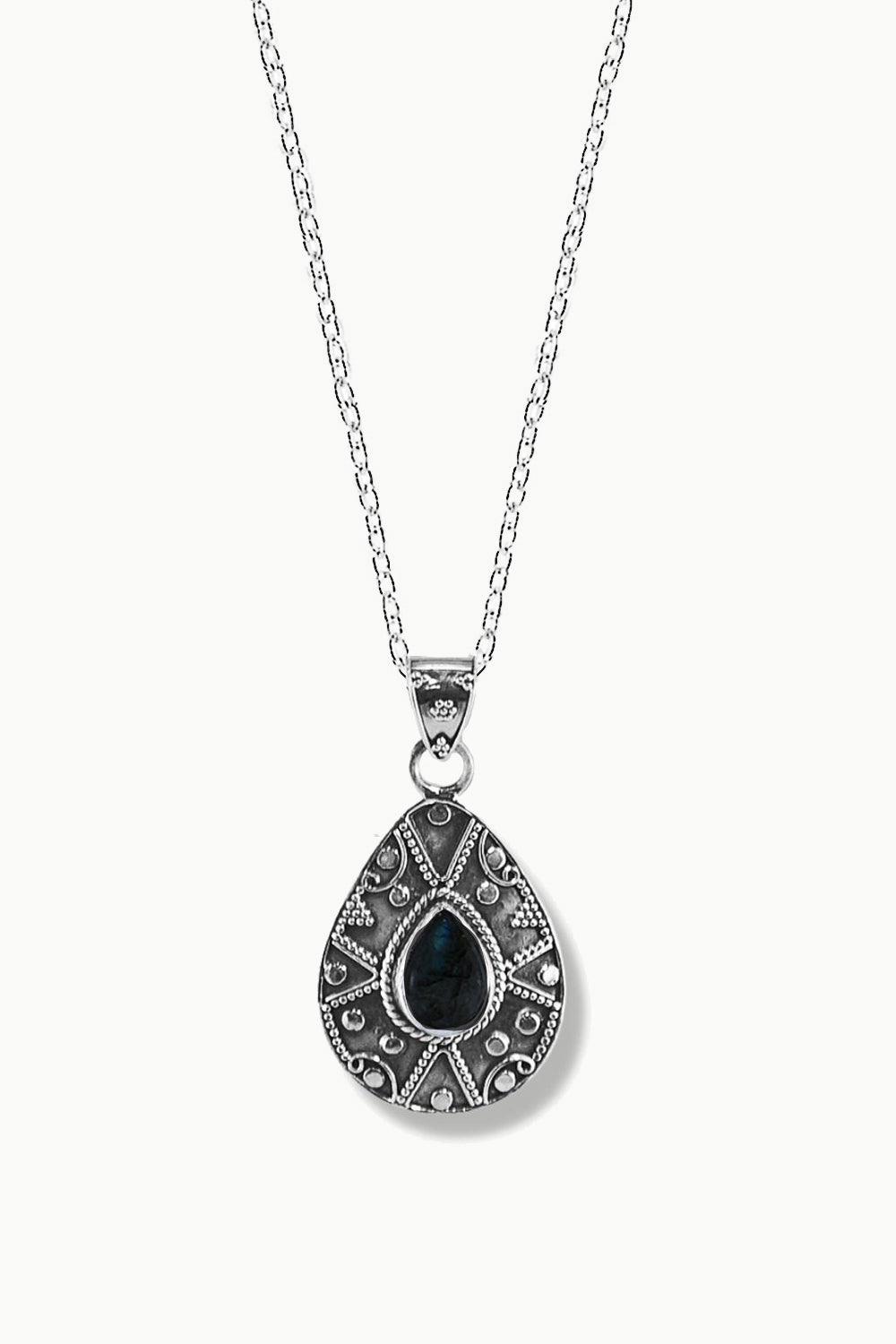 Sivalya Black Onyx Silver Necklace - Desert Muse