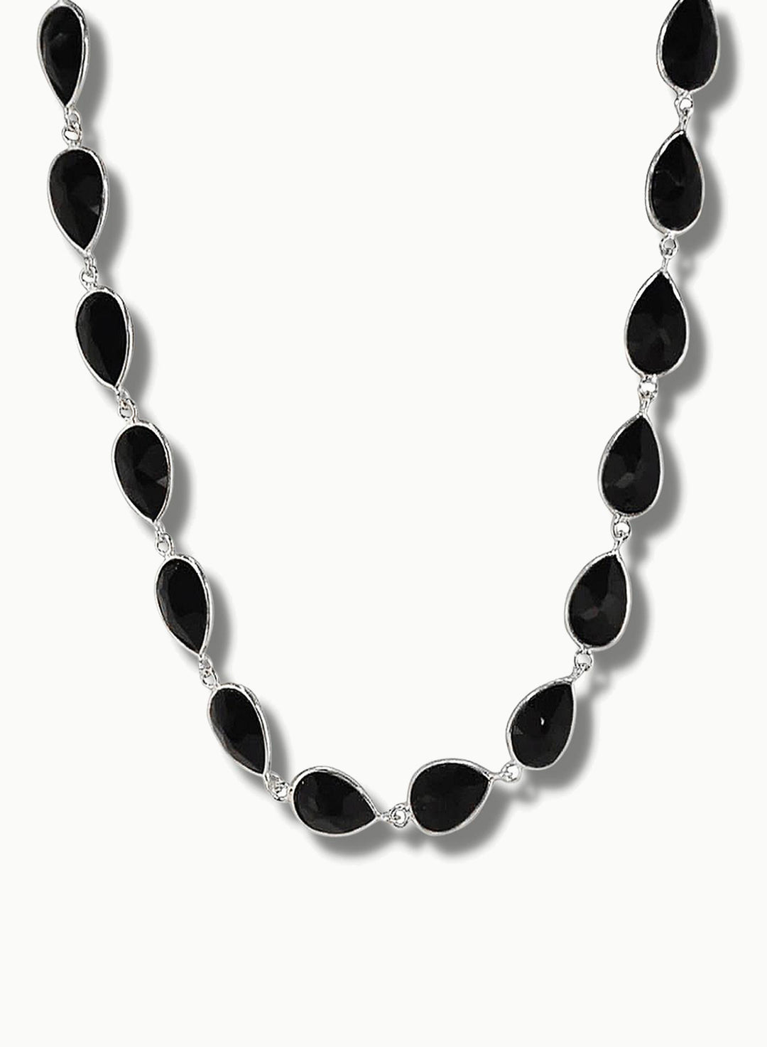 Black Onyx Silver Necklace - Dew Drops