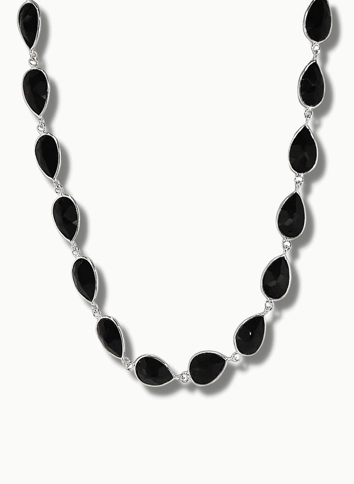 Sivalya Black Onyx Silver Necklace - Dew Drops
