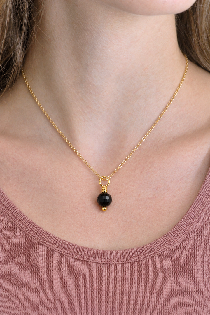 Black Onyx Gemstone Drop Charm