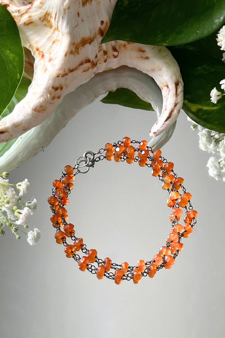 Sivalya Carnelian Beaded Link Chain Bracelet