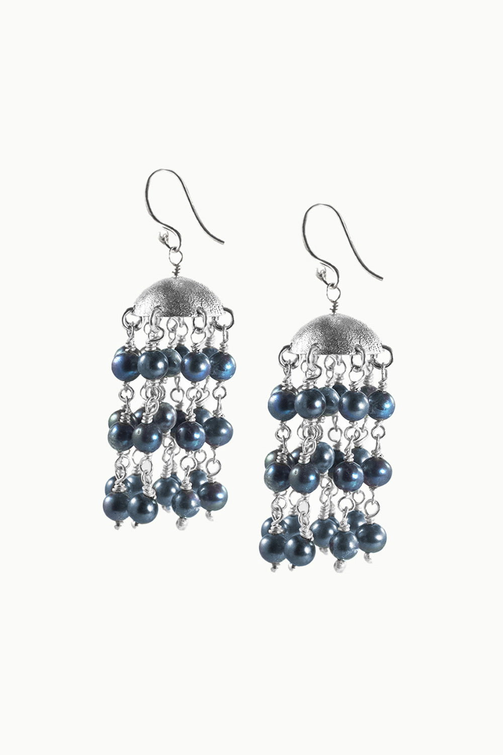 Dove Sterling Silver Cascade Pearls Dove Chandelier Earrings | Sivalya