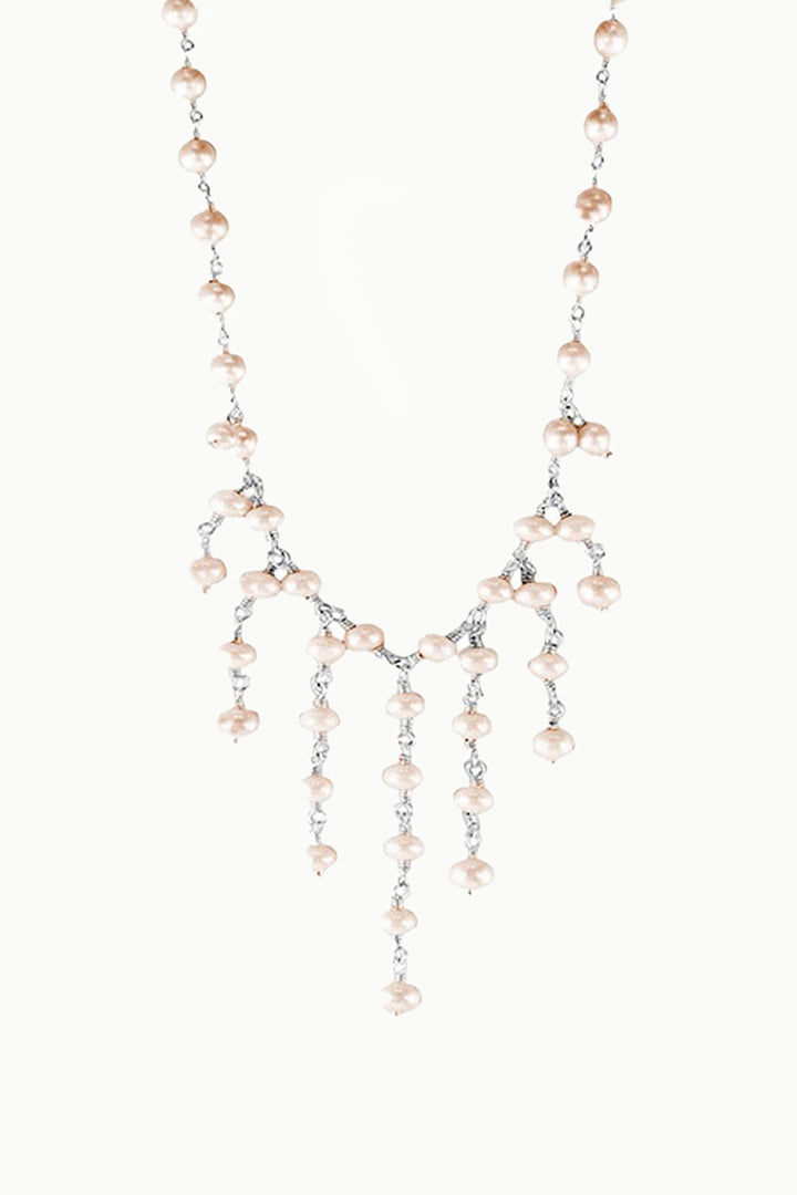 Sivalya Cascade Pearls Layered Necklace Sterling Silver - Peach