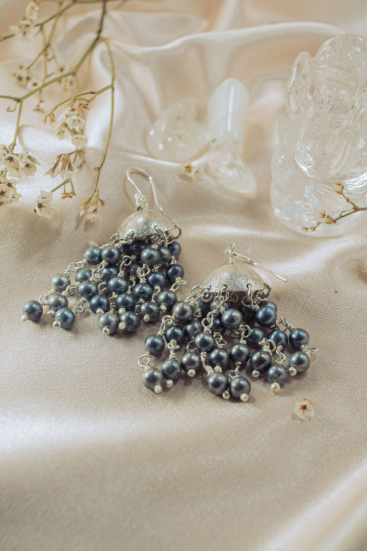 Cascade Pearls Chandelier Earrings Sterling Silver - Dove