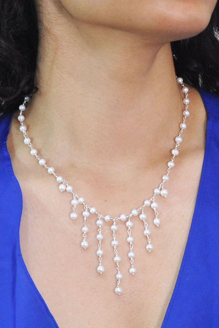 Sivalya Cascade Pearls Layered Necklace Sterling Silver - Ivory