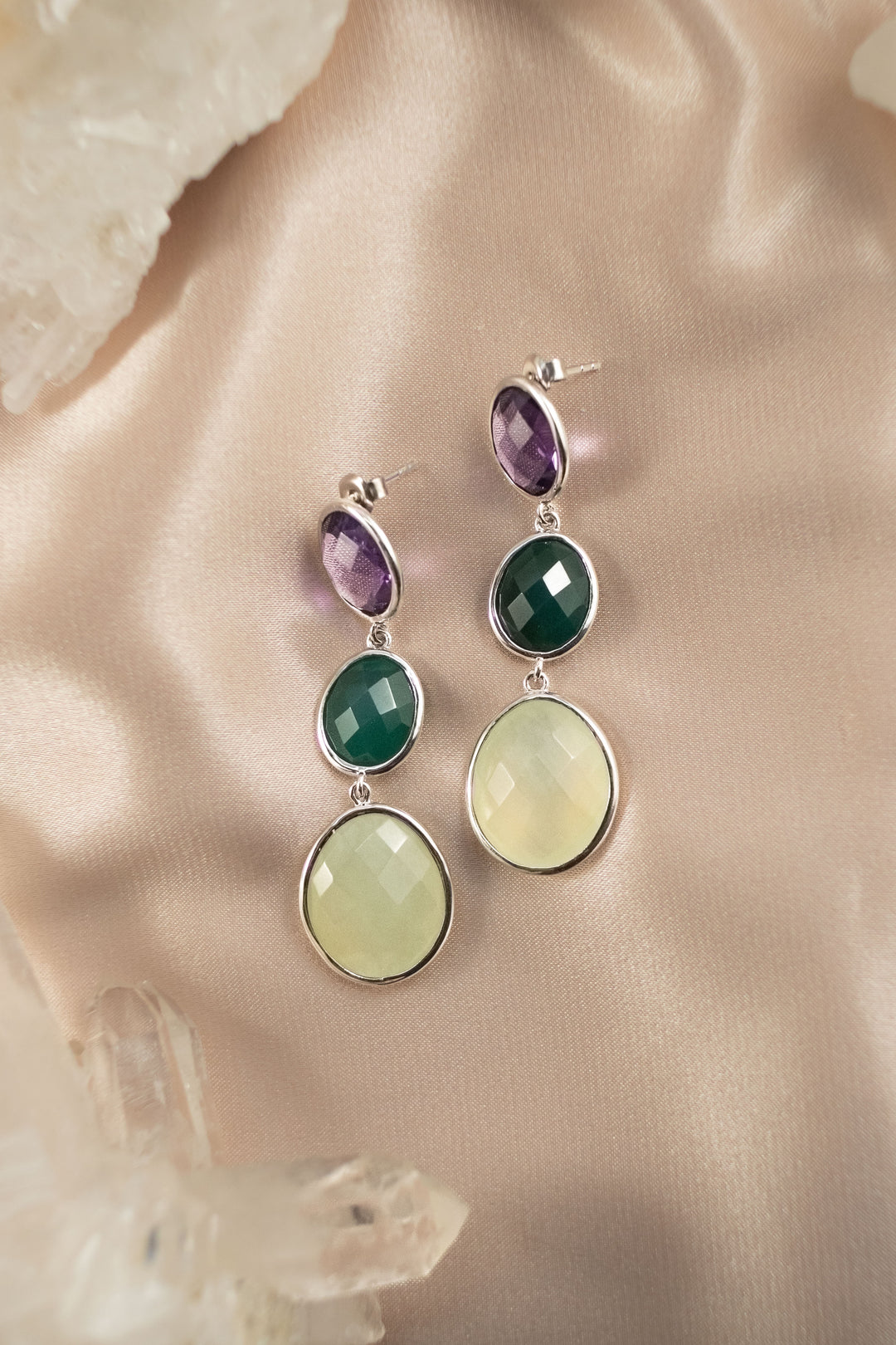 Sivalya Multi Gemstone Drop Dangle Earrings Paris