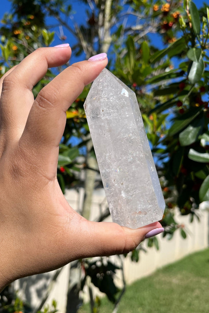 Clear Quartz Point Tower Polished Visible Phantoms
