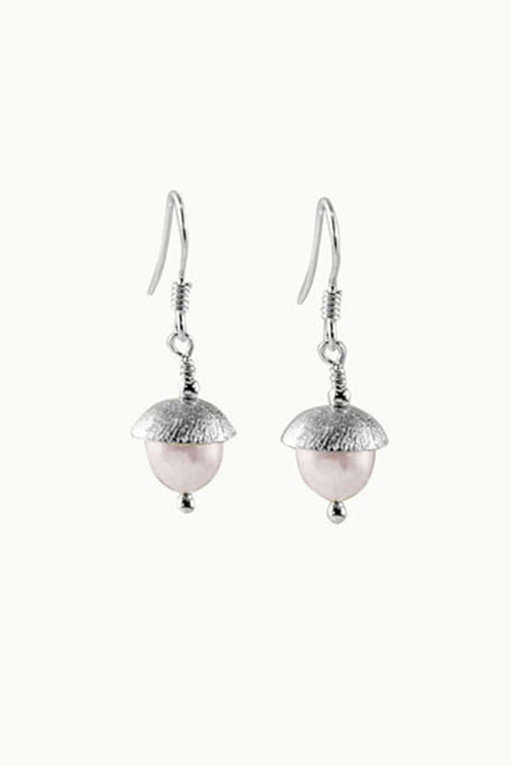 Dainty Pearl Drop Earrings Sterling Silver - Peach