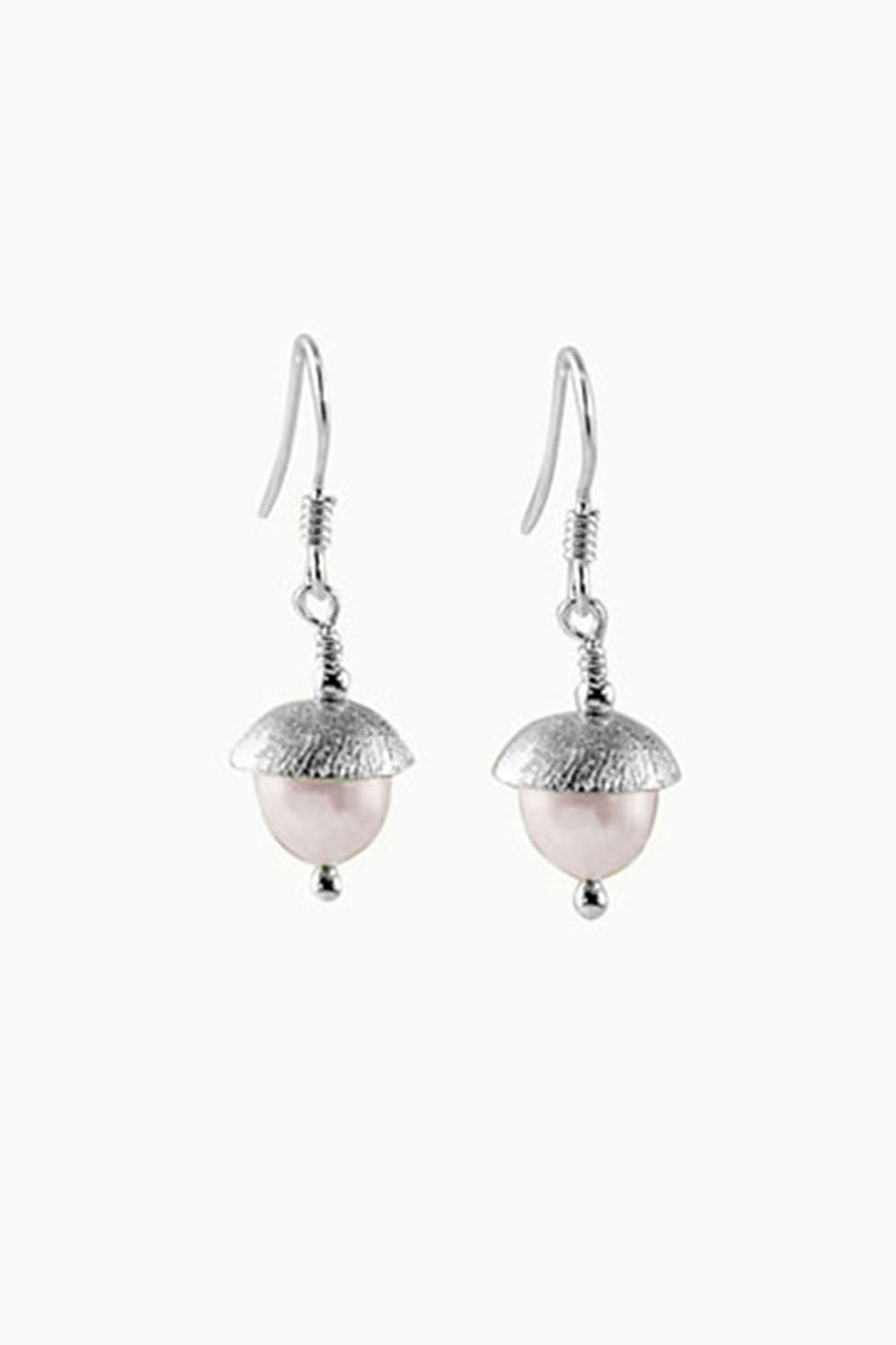 Sivalya Dainty Pearl Drop Earrings Sterling Silver - Peach