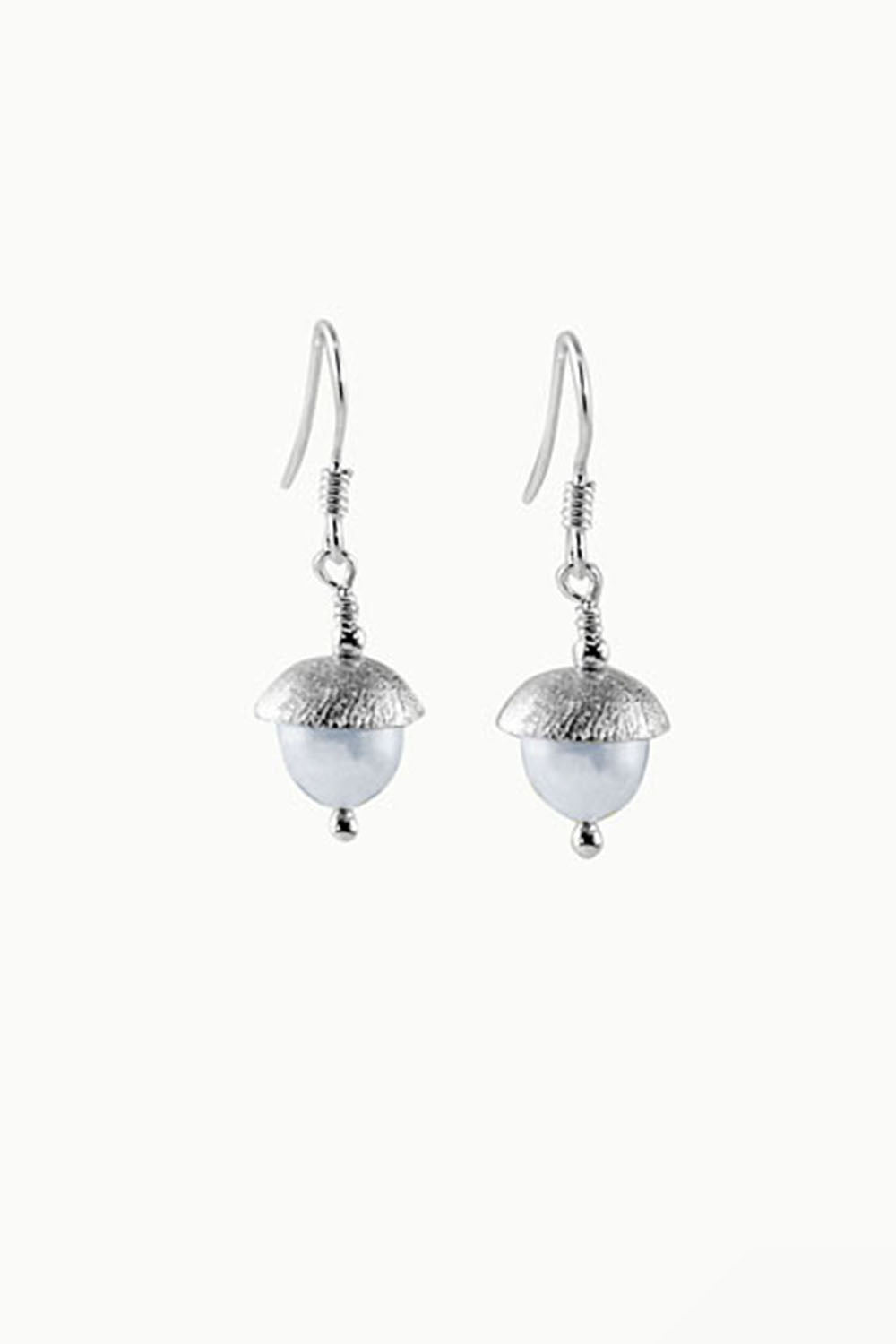 Sivalya Dainty Pearl Drop Earrings Sterling Silver - Dove