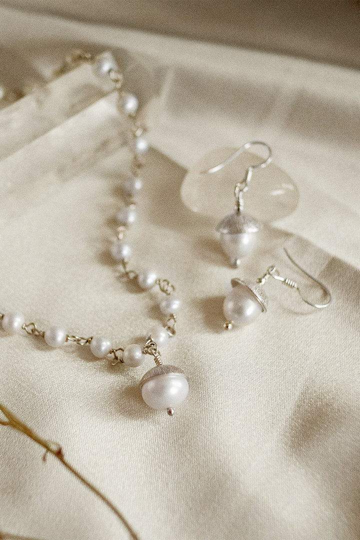 Sivalya Dainty Pearl Drop Necklace Sterling Silver - Ivory