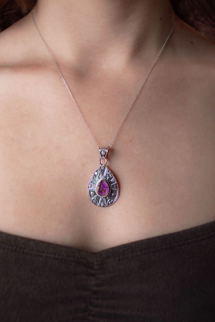 Sivalya Purple Turquoise Silver Necklace - Desert Muse