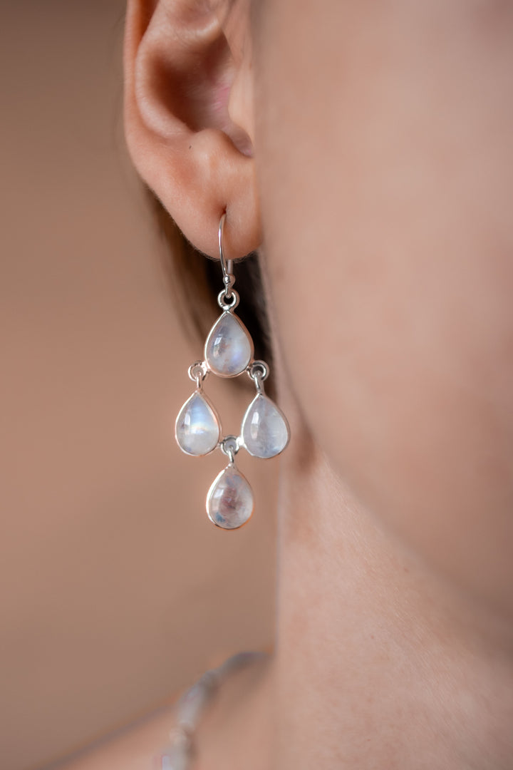 Sivalya Moonstone Dangle Earrings - Dew Drops