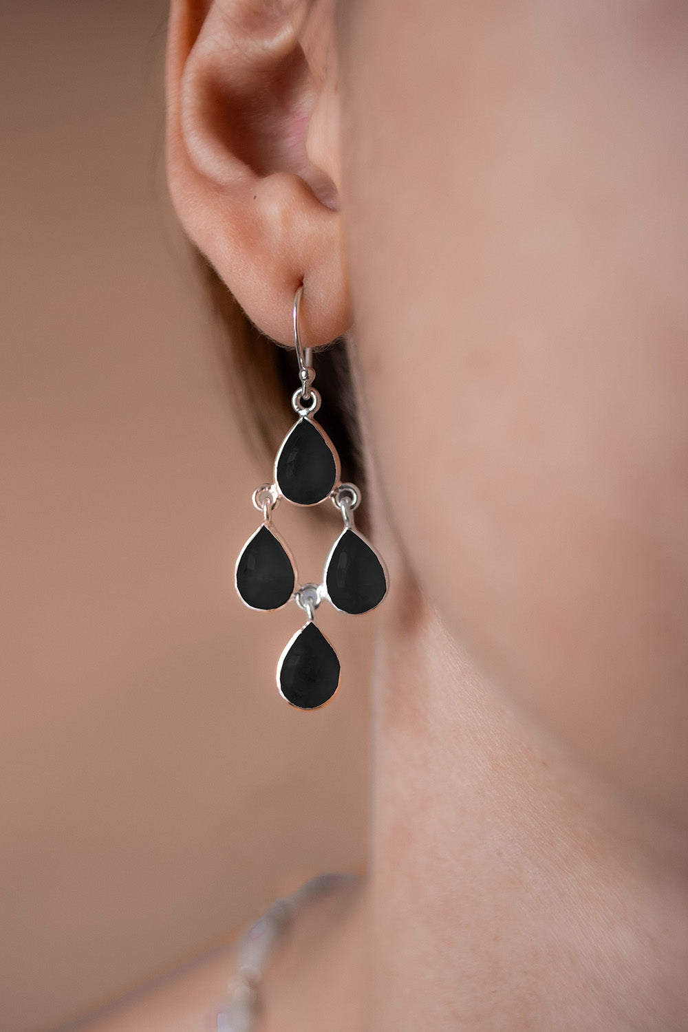 Sivalya Black Onyx Dangle Earrings - Dew Drops