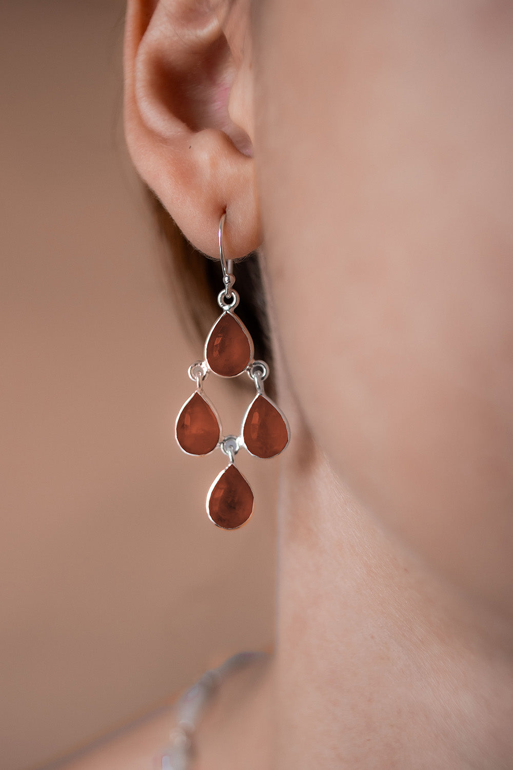 Sivalya Garnet Dangle Earrings - Dew Drops