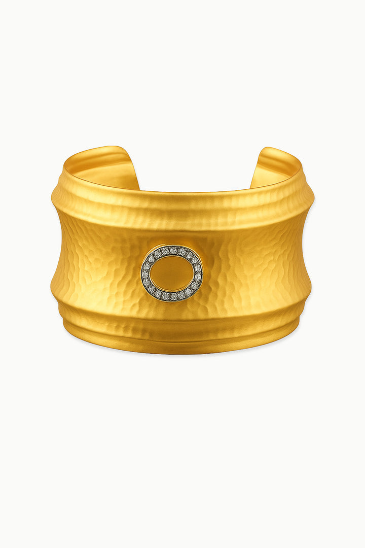 Diamond Cuff Bracelet in Hammered Gold Vermeil | Sivalya