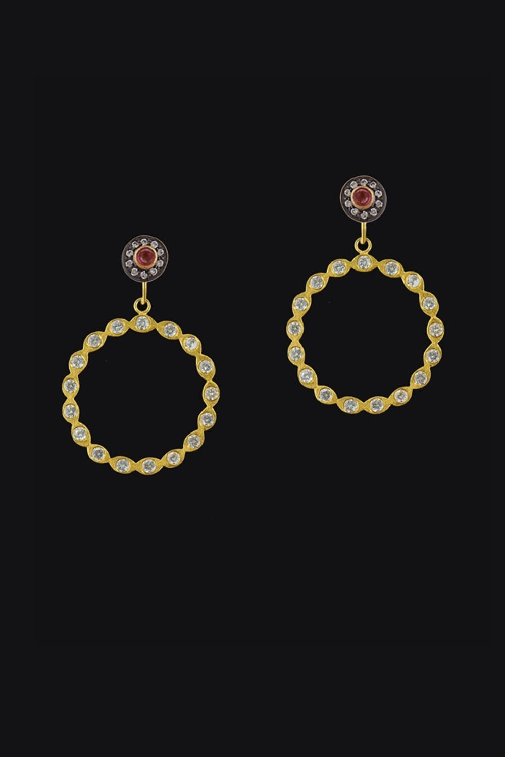 Golden Glow Polki Diamonds and Tourmaline Hoop Earrings | Sivalya