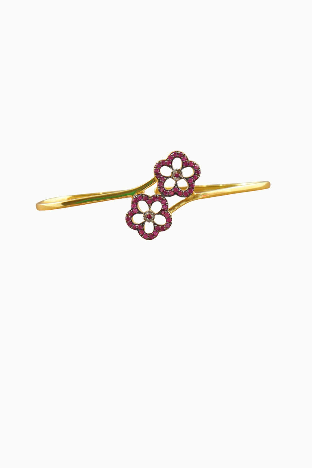 Diamond and Ruby Palm Cuff Hand Bracelet Gold | Sivalya