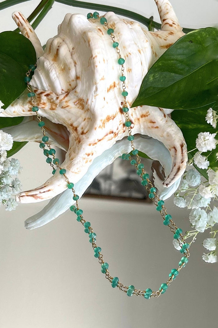 Sivalya Emerald Beaded Link Chain Necklace