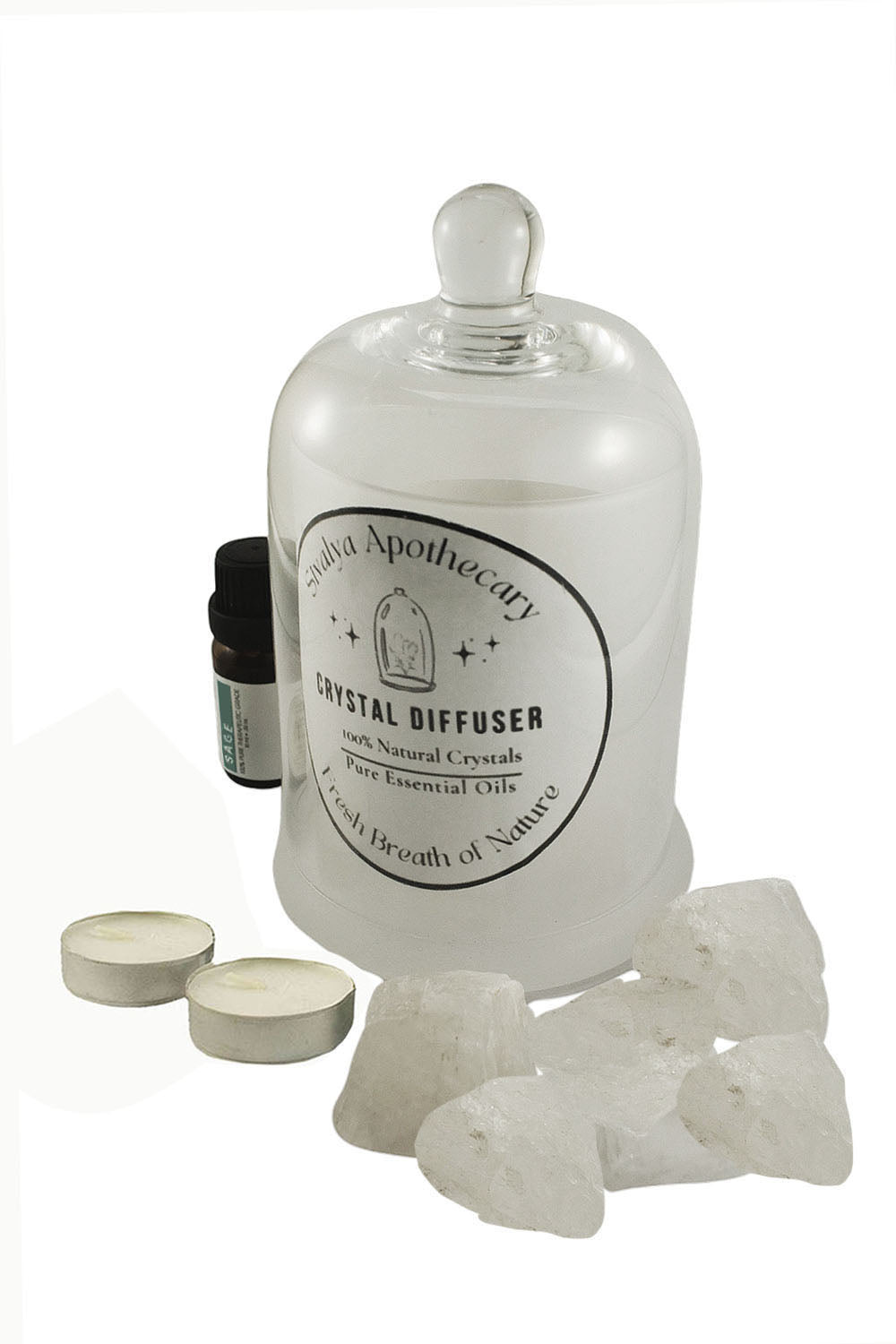 Sivalya Energy Renewing Crystal Diffuser - Clear Quartz and Sage Oil