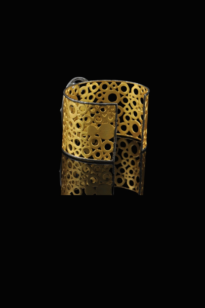 Textured Gold Cuff Bracelet with Polki Diamonds | Sivalya