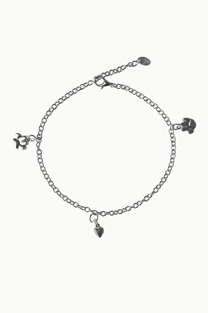 Furry Heart Sterling Silver Anklet Sivalya