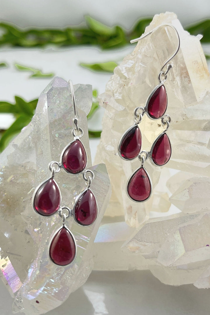 Sivalya Garnet Dangle Earrings - Dew Drops