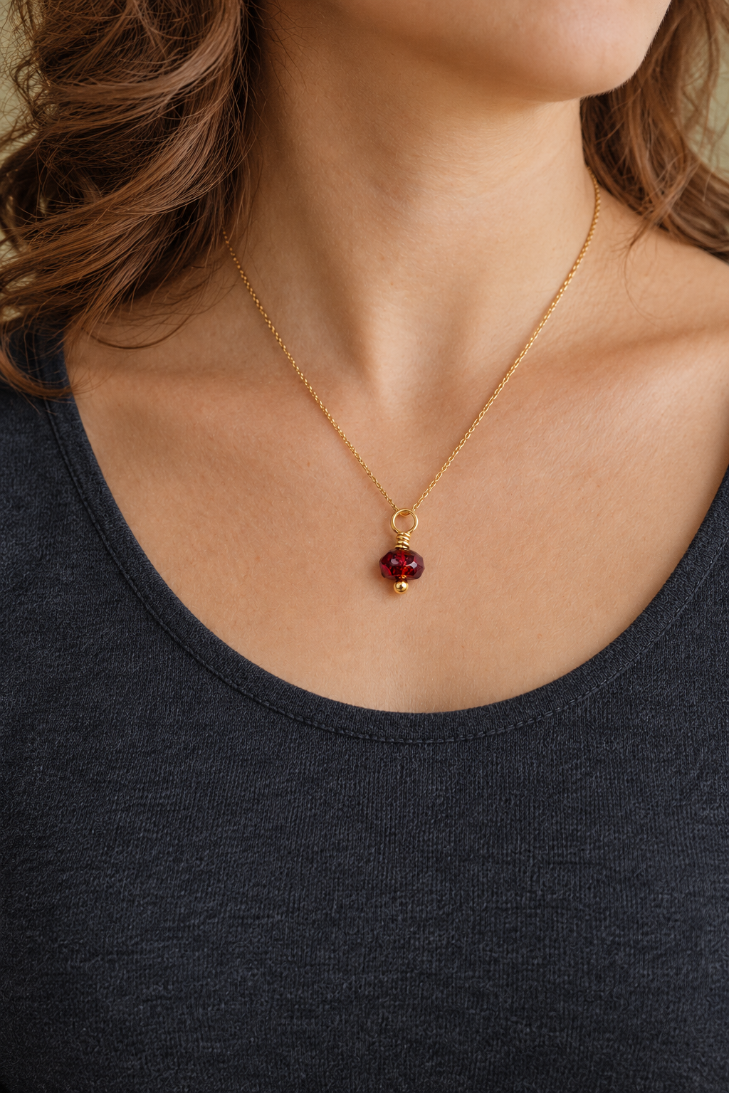 Garnet Gemstone Drop Charm