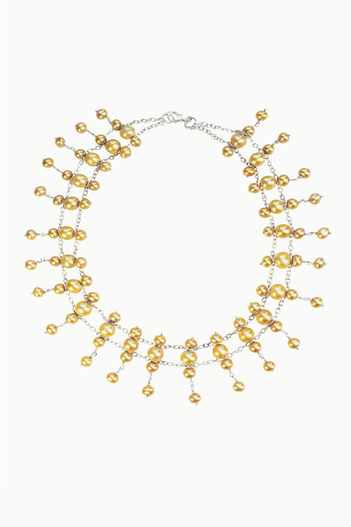 Sivalya Golden Sea Pearl Choker Necklace in Sterling Silver