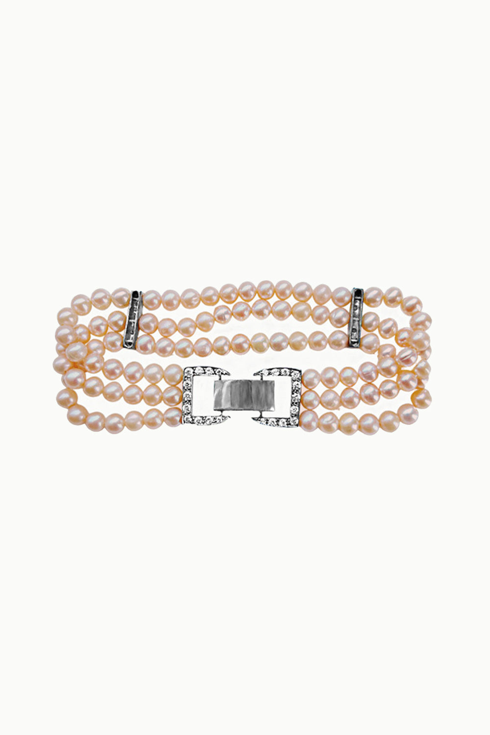 Sivalya Grace Layered Pearls Bracelet Sterling Silver - Peach