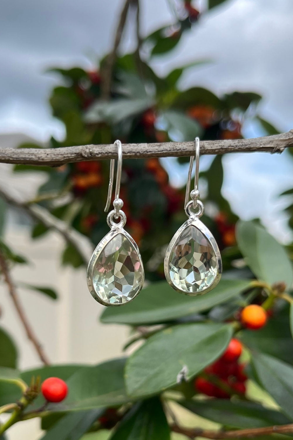 Sivalya Green Amethyst Silver Earrings- Bliss