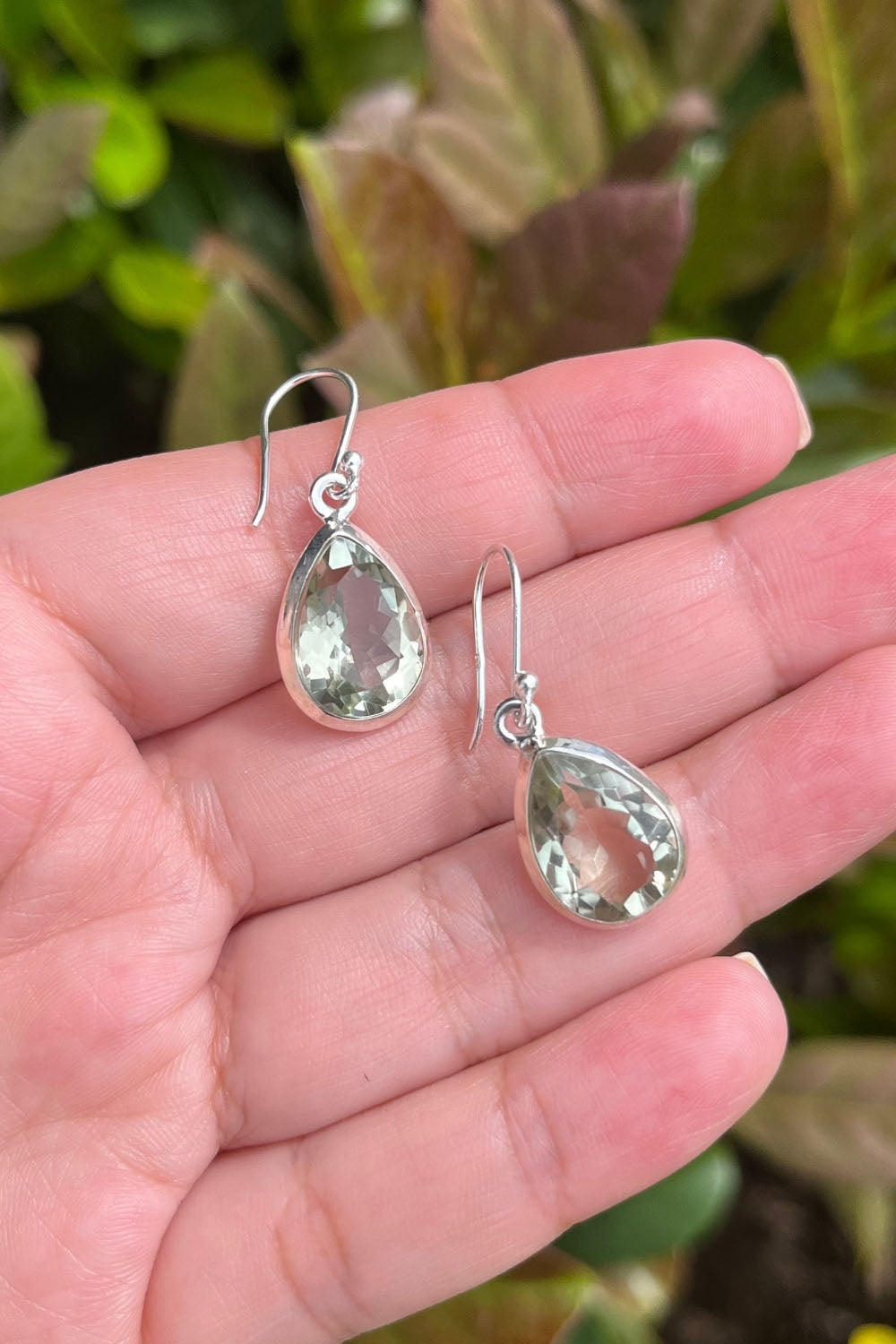 Sivalya Green Amethyst Silver Earrings- Bliss