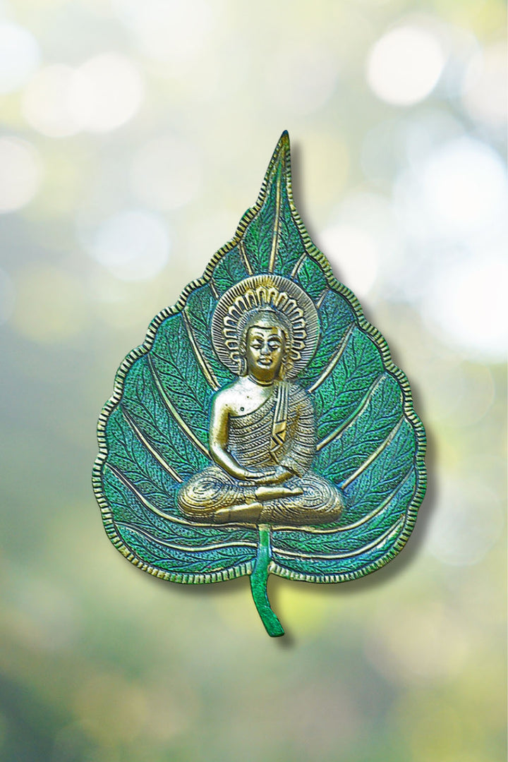 Sivalya Green and Gold Bodhi Leaf Buddha Wall Art