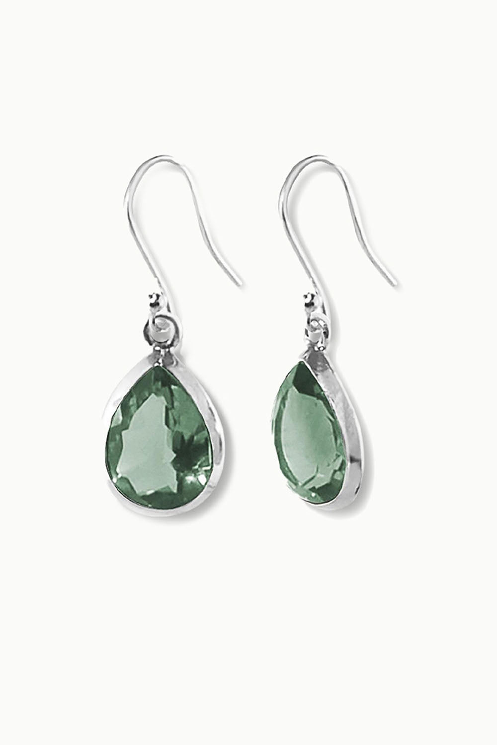 Green Amethyst Silver Earrings- Bliss