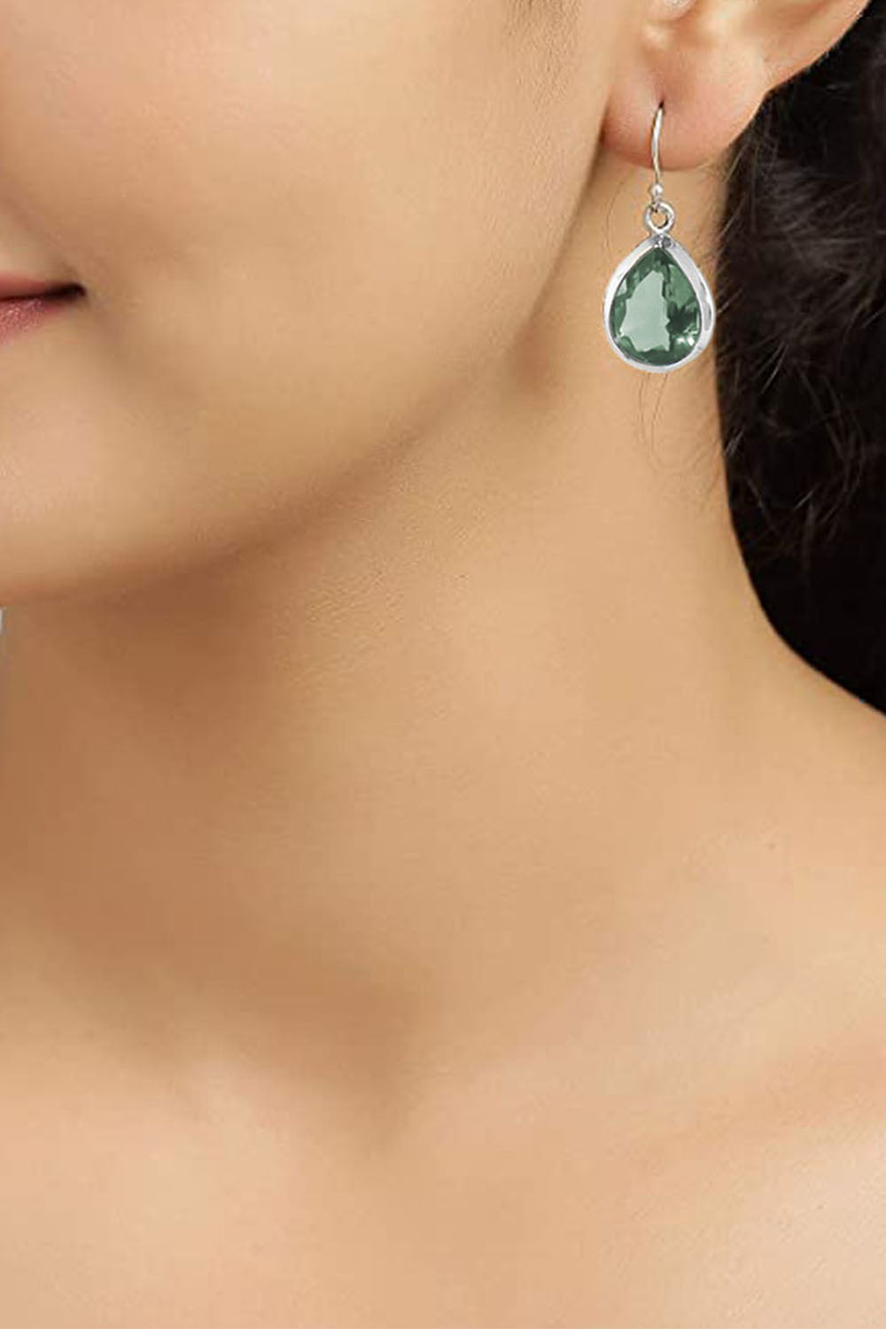 Green Amethyst Silver Earrings- Bliss