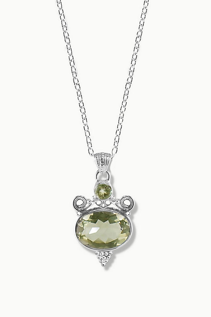 Green Amethyst Silver Necklace - Free Spirit