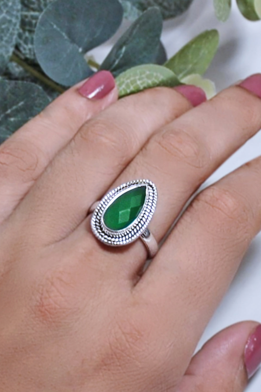 Sivalya Green Onyx Teardrop Ring - Splendor