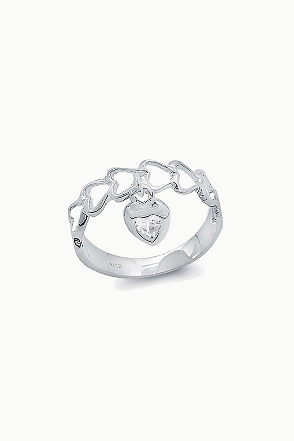 Sivalya Heart Dangle Ring Sterling Silver