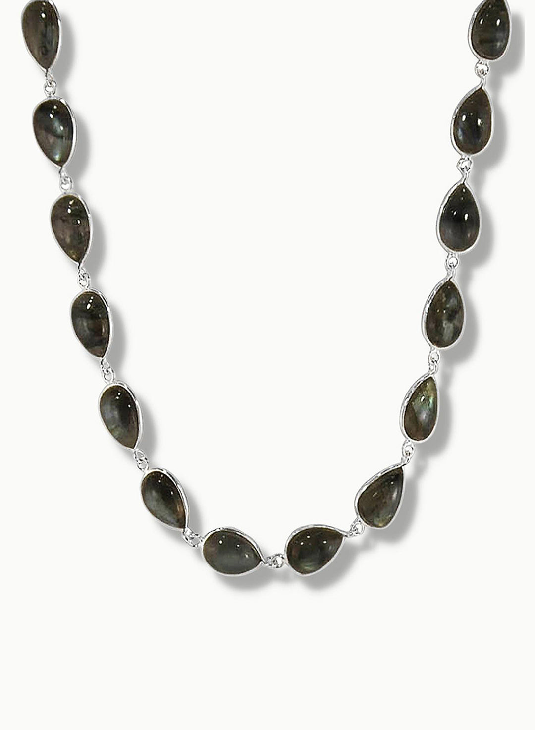 Labradorite Silver Necklace - Dew Drops