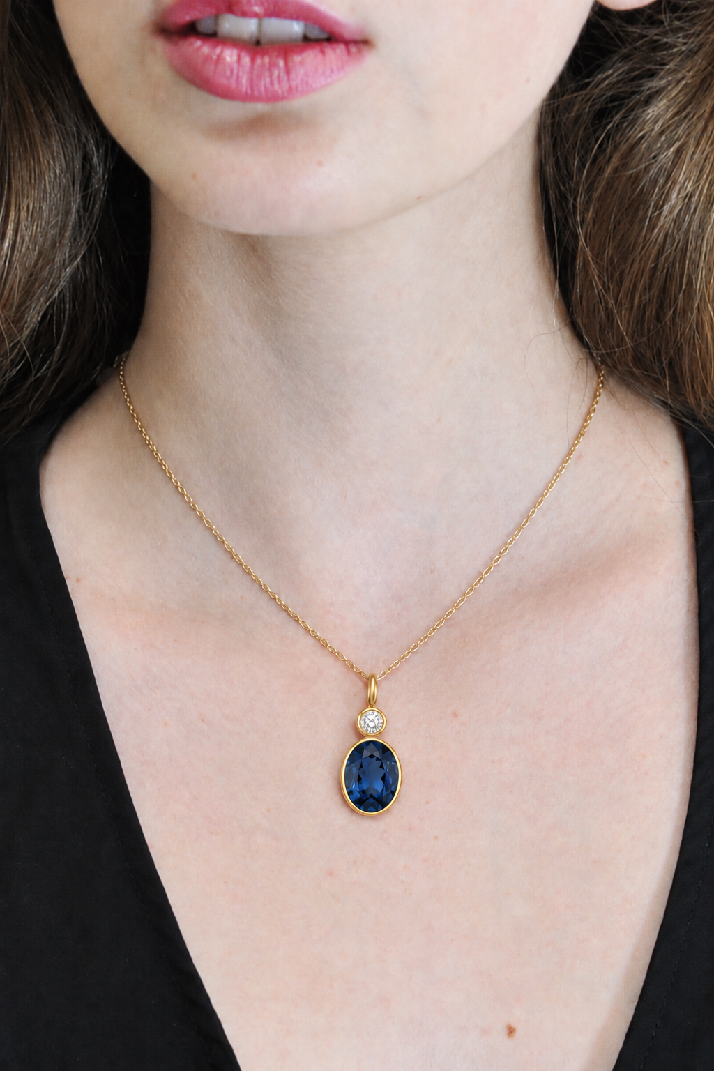 London Blue Topaz &amp; Zircon Oval Cut Charm