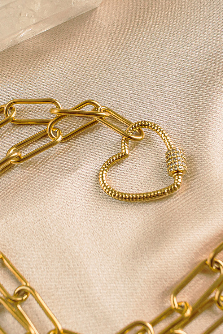 Sivalya Lovelock Heart Locket Paperclip Chain Necklace