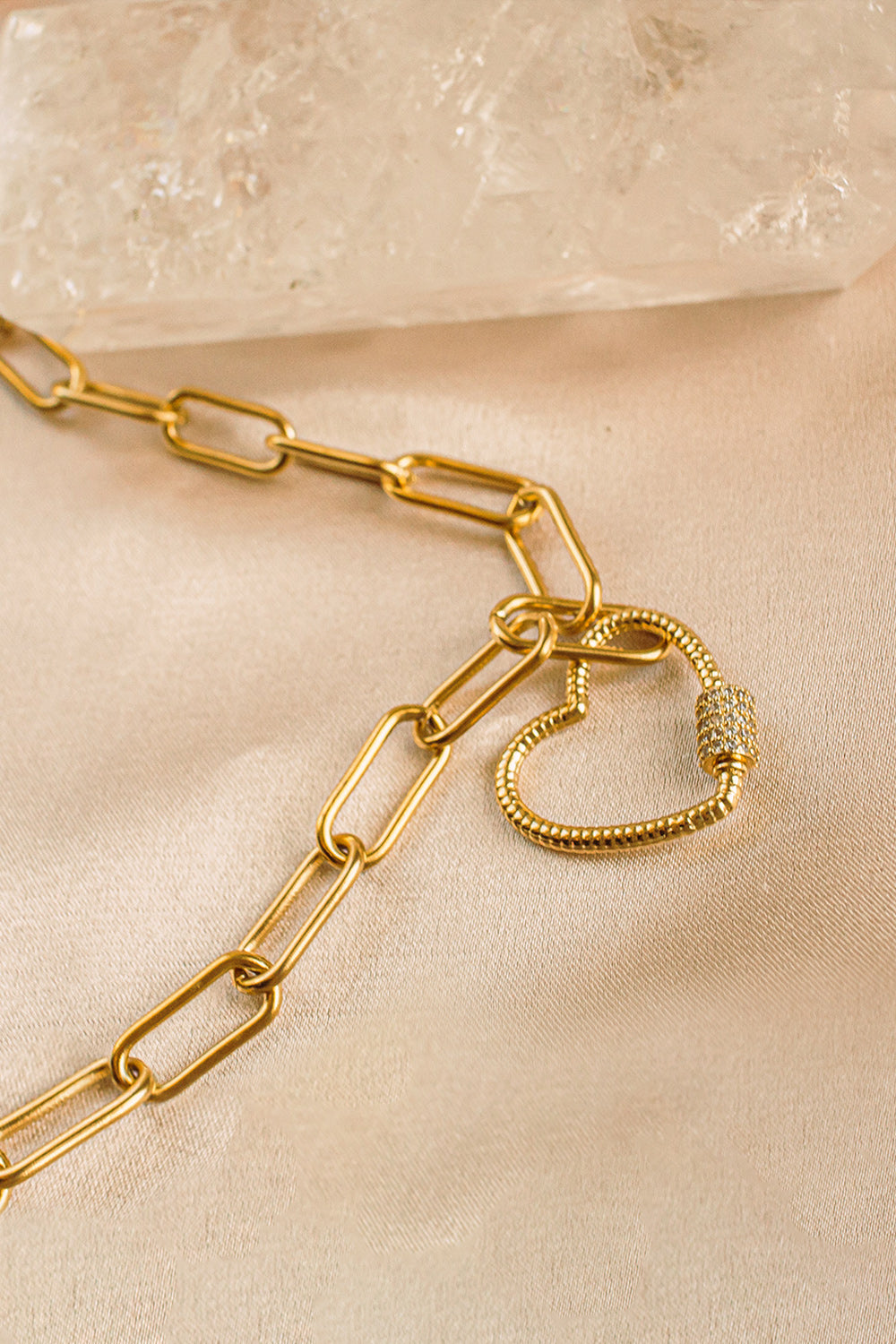 Sivalya Lovelock Heart Locket Paperclip Chain Necklace