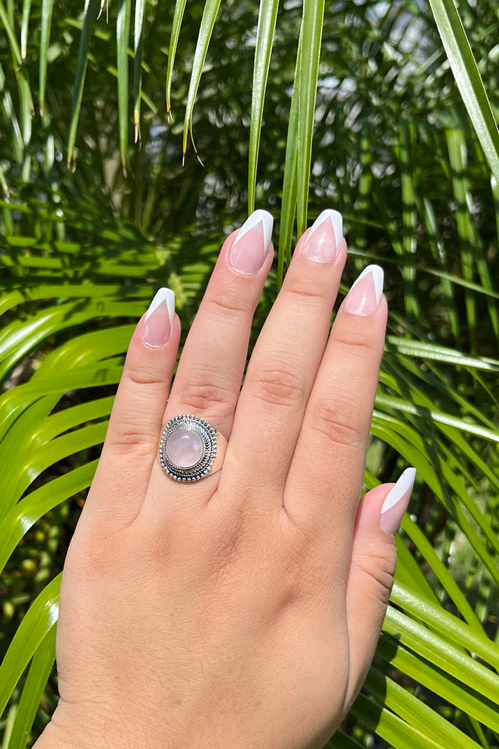 Sivalya Rose Quartz Statement Ring - Luna